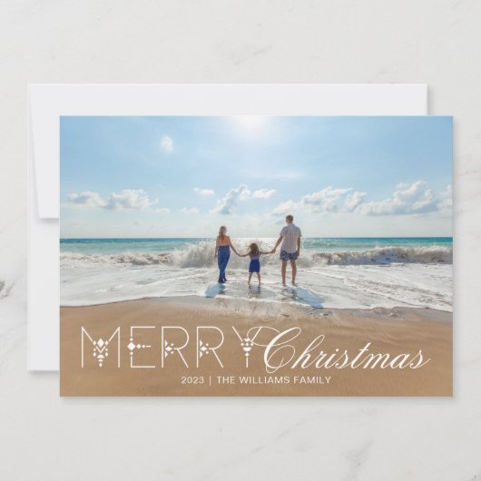 Elegant Merry Christmas Minimalist Een foto Feestdagenkaart (Voorkant)