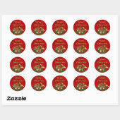 Elegant Merry Christmas Music French Horn Red Ronde Sticker (Vel)