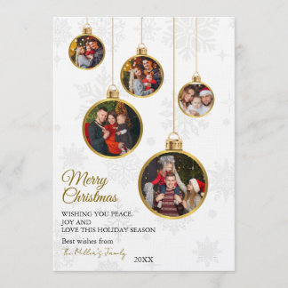 Elegant Merry Christmas Ornament Photo Kaart