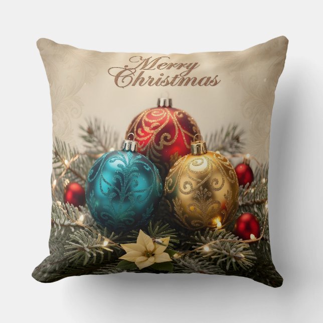 Elegant Merry Christmas Ornament Pillow Kussen (Voorkant)