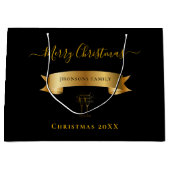 Elegant Merry Christmas Personalized Gift Bag Groot Cadeauzakje (Voorkant)