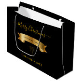 Elegant Merry Christmas Personalized Gift Bag Groot Cadeauzakje (Voorkant Gekanteld)