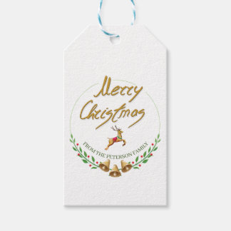 Elegant Merry Christmas Personalized Gift Tag Cadeaulabel