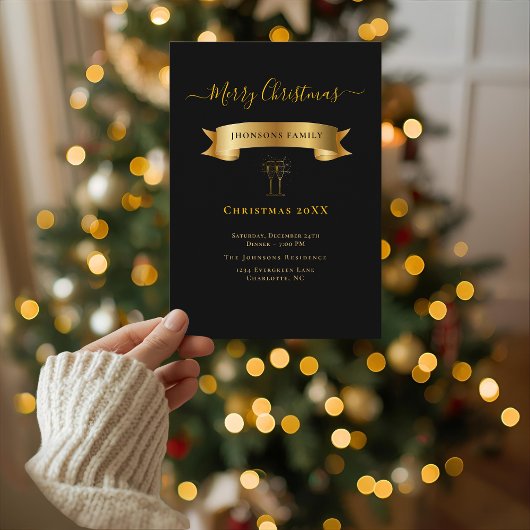 Elegant Merry Christmas Personalized Invitation Kaart