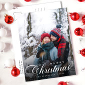 Elegant Merry Christmas Photo Script Eenvoudig Briefkaart