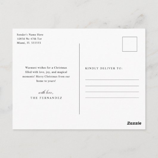 Elegant Merry Christmas Photo Script Eenvoudig Briefkaart (Achterkant)