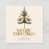 Elegant Merry Christmas Pine Tree Bow Family Informatiekaartje (Voorkant)