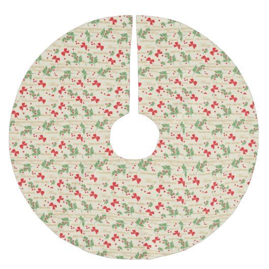 Elegant Merry Christmas Red and Green Holly Berry Kerstboom Rok (Voorkant)
