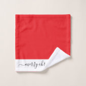 Elegant Merry Christmas  red white black script  Bad Handdoek (Wasdoekje)