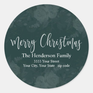 Elegant Merry Christmas retour adreslabel Ronde Sticker