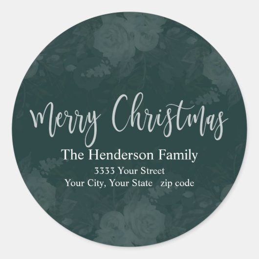 Elegant Merry Christmas retour adreslabel Ronde Sticker (Voorkant)