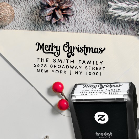 Elegant Merry Christmas Return Address Zelfinktende Stempel