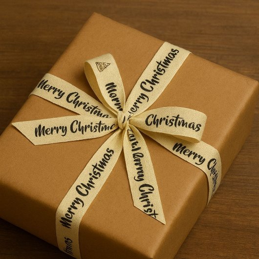 Elegant Merry Christmas Ribbon Roll with Christmas Grosgrain Lint