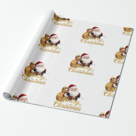 Elegant Merry Christmas Santa Claus Cadeaupapier