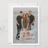 Elegant Merry Christmas Script 2 Foto Feestdagenkaart (Voorkant)