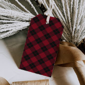 Elegant Merry Christmas Script Bourgondië Plaid Cadeaulabel