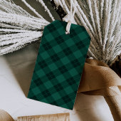 Elegant Merry Christmas Script Green Plaid Vakanti Cadeaulabel