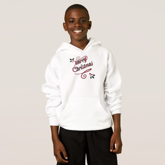 Elegant Merry Christmas Script Hoodie (Voorkant volledig)