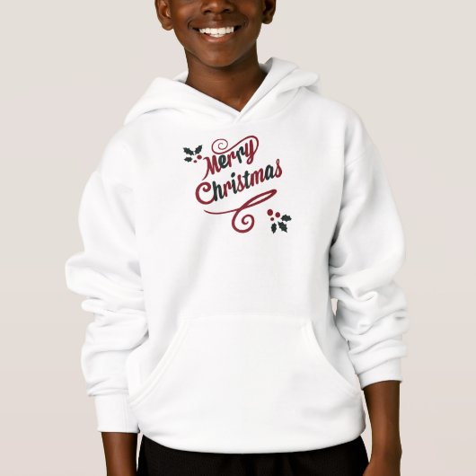 Elegant Merry Christmas Script Hoodie (Voorkant)