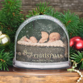 Elegant Merry Christmas Script Photo Snow Globe Sneeuwbol