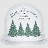 Elegant Merry Christmas Script Pine Trees Sneeuwbol (Voorkant)