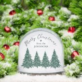 Elegant Merry Christmas Script Pine Trees Sneeuwbol (Kerstmis)