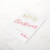 Elegant Merry Christmas Script Red with gold  Folie Feestdagenkaart (Gedraaid)