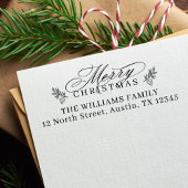 Elegant Merry Christmas Script Retouradres Zelfinktende Stempel