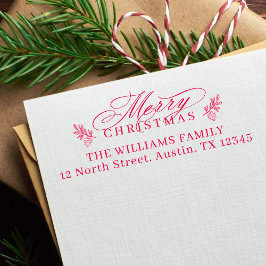 Elegant Merry Christmas Script Retouradres Zelfinktende Stempel