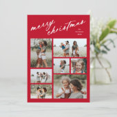 Elegant Merry Christmas Script Typografie 7 Foto Feestdagenkaart (Staand voorkant)