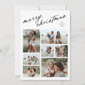 Elegant Merry Christmas Script Typografie 7 Foto Feestdagenkaart (Voorkant)