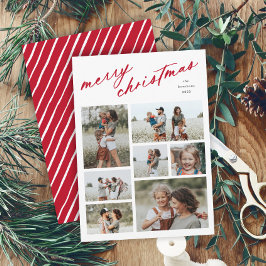 Elegant Merry Christmas Script Typografie 7 Foto Feestdagenkaart