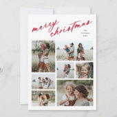 Elegant Merry Christmas Script Typografie 7 Foto Feestdagenkaart (Voorkant)