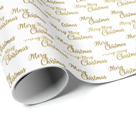 Elegant Merry Christmas Script Typography  Cadeaupapier (Rol Hoek)