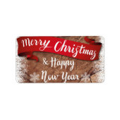 Elegant Merry Christmas Script White Snowflakes Etiket (Voorkant)