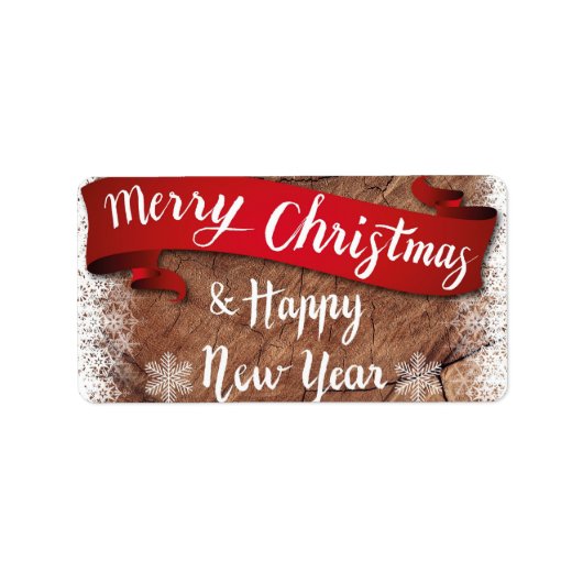Elegant Merry Christmas Script White Snowflakes Etiket (Voorkant)