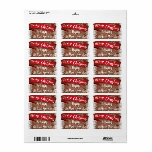 Elegant Merry Christmas Script White Snowflakes Etiket (Full Sheet)