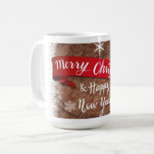 Elegant Merry Christmas Script White Snowflakes Koffiemok (Voorkant links)