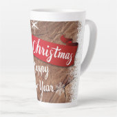Elegant Merry Christmas Script White Snowflakes Latte Mok (Rechterhoek)