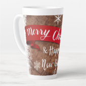 Elegant Merry Christmas Script White Snowflakes Latte Mok (Linkerhoek)