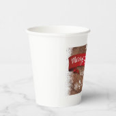 Elegant Merry Christmas Script White Snowflakes Papieren Bekers (Rechts)