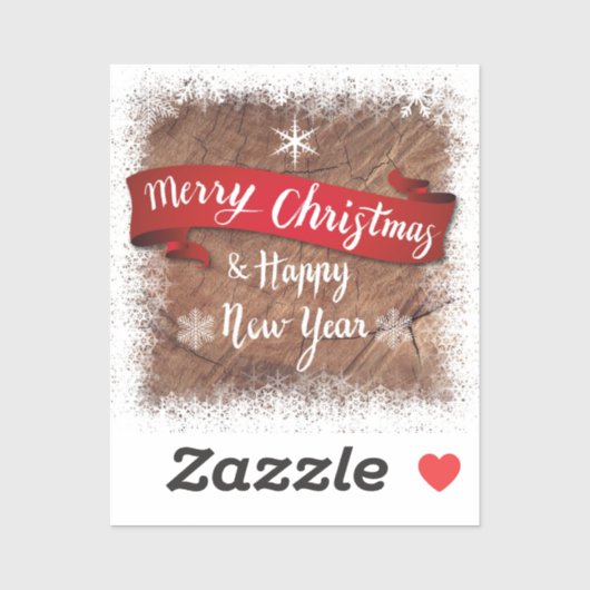 Elegant Merry Christmas Script White Snowflakes Sticker (Vel)