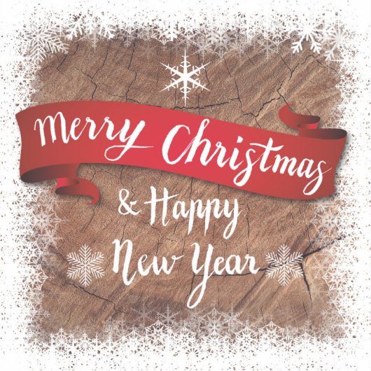 Elegant Merry Christmas Script White Snowflakes Sticker (Voorkant)