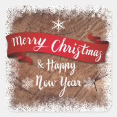 Elegant Merry Christmas Script White Snowflakes Vierkante Sticker (Voorkant)