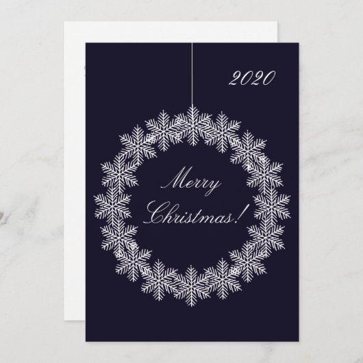 Elegant Merry Christmas Snowflake Krans Ornament Feestdagenkaart (Voorkant / Achterkant)