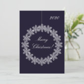 Elegant Merry Christmas Snowflake Krans Ornament Feestdagenkaart (Staand voorkant)