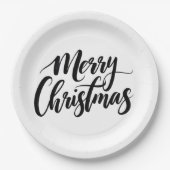 Elegant Merry Christmas Text Paper Plates Papieren Bordje (Voorkant)