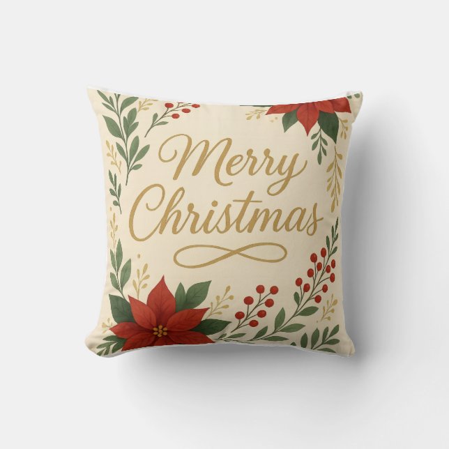 Elegant Merry Christmas Throw Pillow Kussen (Voorkant)