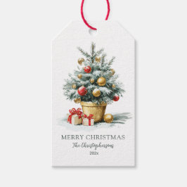 Elegant Merry Christmas Tree Cadeaulabel