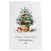 Elegant Merry Christmas Tree Gift Bag Medium Cadeauzakje (Voorkant)